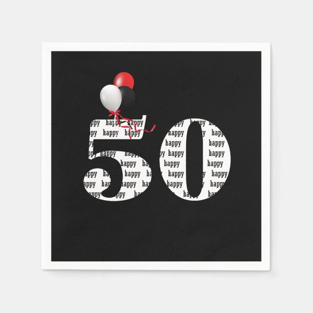 50. Geburtstagsballons Serviette (Vorderseite)