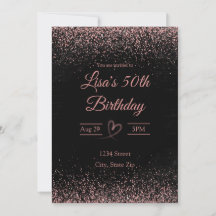 50. Geburtstagseinladung - Glitzer Confetti | Pink