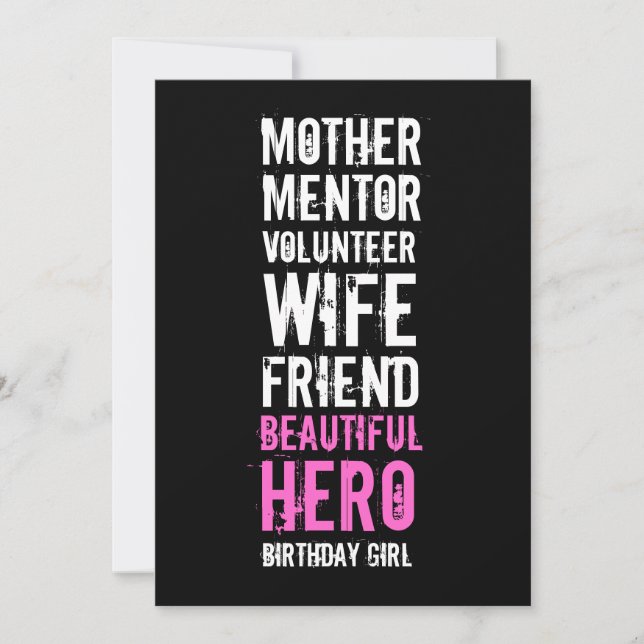 50. Geburtstagseinladung - Mama Volunteer Hero Einladung (Vorderseite)