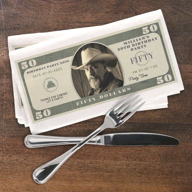 50. Geburtstagsfeier 50-Dollar-Schein Serviette (50th Birthday Party 50 Dollar Bill Paper Guest Towels
)