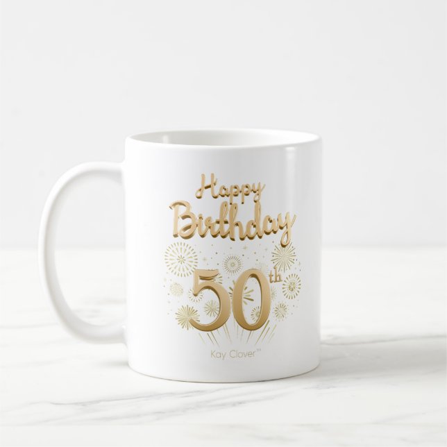 50. Geburtstagsfeier - Elegante Goldene Feier Kaffeetasse (Links)