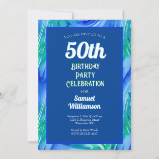 50. Geburtstagsfeier in Blau und Grün Einladung