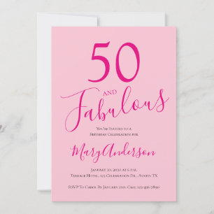 50. Geburtstagsfeier mit fabelhaftem Blush Pink Einladung