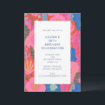 50. Geburtstagsfeier mit farbenfroher moderner Rot Einladung<br><div class="desc">Custom Colorful Modern Red Floral 50. Geburtstagsparty Einladung</div>