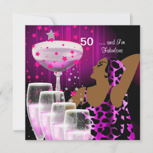 50. Geburtstagsfeier Retro-Diva Fabulous Pink Einladung