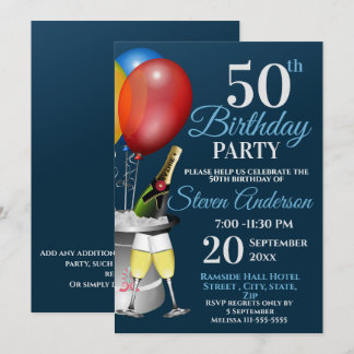 50. Geburtstagsfeier Sparkling Party Einladung