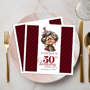 50. Geburtstagsfeier Utensilien Lustige Alte Dame Serviette
