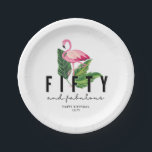 50. Geburtstagsfeier von Flamingo Pappteller<br><div class="desc">Feiern Sie den 50. Geburtstag einer fabelhaften Frau mit diesen lustigen Flamingo 50 und Fabulous Design Papier Party Teller. Passen Sie Ihre Nachricht an. Koordination der Servietten in unserem Geschäft.</div>
