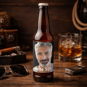 50. Geburtstagsfoto Hallo 50 Männer Bierflaschenetikett