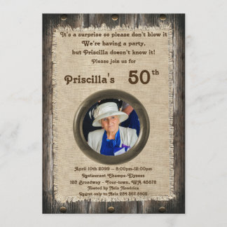 50. Geburtstagsfrau, jedes Alter, Holz, rustikal Einladung
