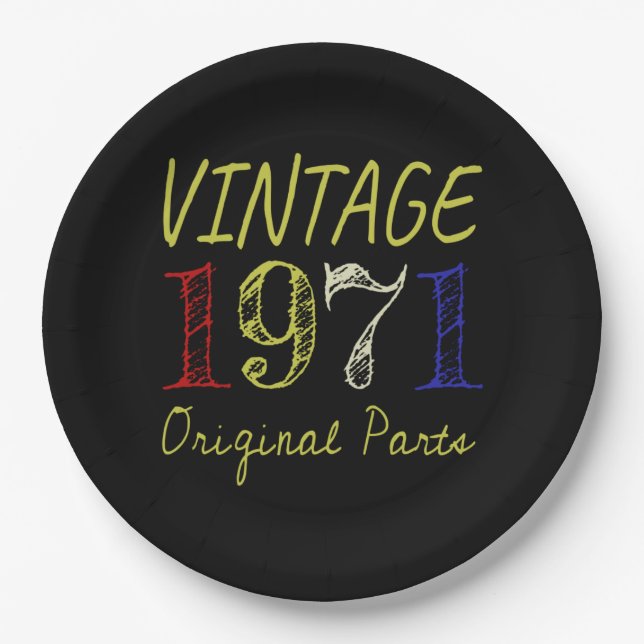 50. Geburtstagsgeschenk Vintag Retro 1971 Pappteller (Vorderseite)
