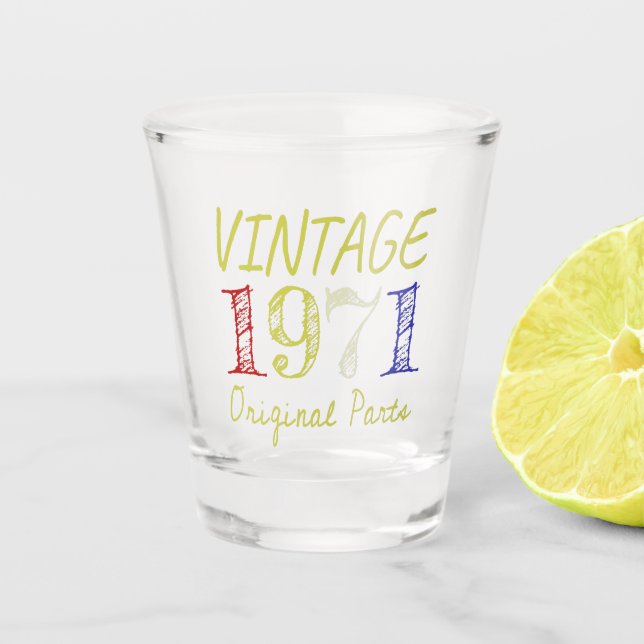 50. Geburtstagsgeschenk Vintag Retro 1971 Schnapsglas (Vorderseite)