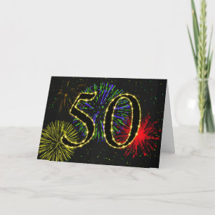 50. Geburtstagskarte mit Feuerwerk Karte