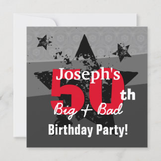 50. Geburtstagskohle und Red Grunge C50A Einladung