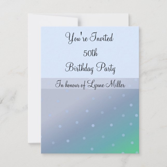 50. Geburtstagskündigung in Blau Einladung (Vorderseite)