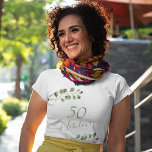 50. Geburtstagsname personalisiert elegant T-Shirt<br><div class="desc">Rustikale moderne minimalistische Aquarell eucalyptus grün 50. (oder jedes Alter) Erwachsenen Geburtstagsparty T - Shirt.</div>