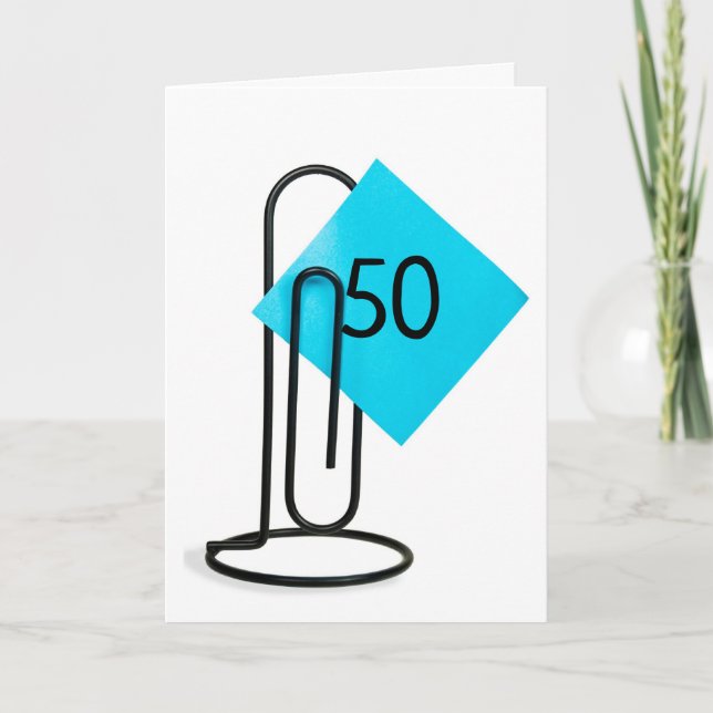 50. Geburtstagsnotiz auf einer Papierklammer Karte (Vorderseite)