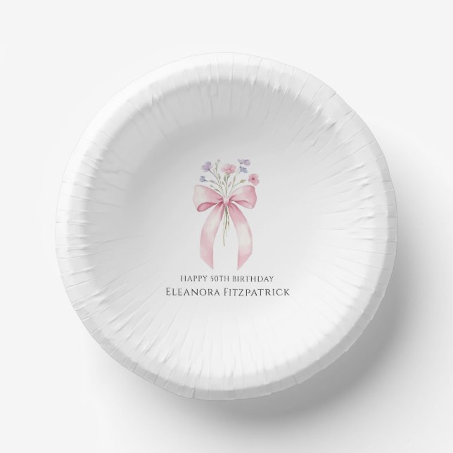 50. Geburtstagspartei Custom Bow Wildblume Pappteller (Vorderseite)