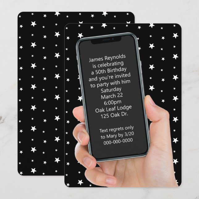 50. Geburtstagspartei - Textnachricht Einladung (Vorne/Hinten)