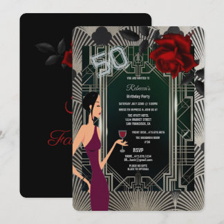 50. Geburtstagsparty Art Deco Gatsby Elegant Einladung
