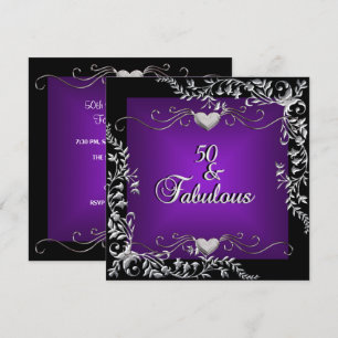 50. Geburtstagsparty Black Bright Deep Lila Big Bi Einladung