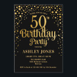 50. Geburtstagsparty - Black & Gold Einladung<br><div class="desc">50. Geburtstagsfeier Einladung. Elegantes Design in Schwarz und Imitat Glitzer Gold. Features stilvolle Skript-Schriftart und Konfetti. Nachricht,  wenn du ein Alter brauchst.</div>