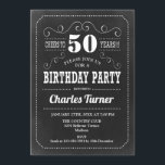50. Geburtstagsparty - Chalkboard Schwarz-weiß Einladung<br><div class="desc">50. Geburtstagsfeier Einladung. Elegantes Retro-Design in Schwarz/Weiß mit Chalkboard-Muster.</div>