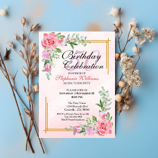 50. Geburtstagsparty der Frauen - klassisches Flor Einladung
