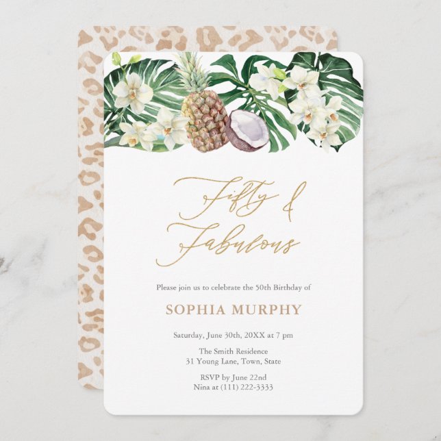 50. Geburtstagsparty Einladung (Vorne/Hinten)