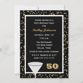 50. Geburtstagsparty Einladung 50 und Confetti