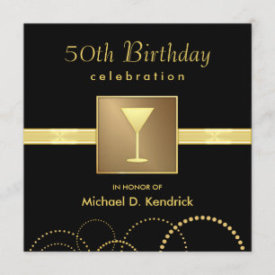 50. Geburtstagsparty Einladung formales Black Gold