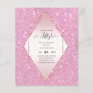 50. Geburtstagsparty Einladungen Glitzer Glamour Flyer