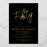 50. Geburtstagsparty Folieneinladung<br><div class="desc">Black & Gold 50 Minimal 50. Geburtstag Party. Die passenden Bürobedarf- und Party-Vorräte sind im Haus erhältlich</div>