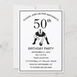 50. Geburtstagsparty Football Black Vater Sport Einladung