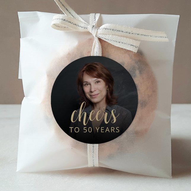 50. Geburtstagsparty Foto Cheers Runder Aufkleber (Von Creator hochgeladen)