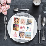 50. Geburtstagsparty Foto Collage Serviette<br><div class="desc">Eine Serviette für eine mädchenhafte 50. Geburtstagsparty,  die ihr Leben mit einer Collage von 8 deiner Fotos feiert. Vorlagen für einen Namen,  50 Jahre und ein Datum. Geburtsdatum oder Geburtsdatum des Party. Korallen- und Bordeaux-Buchstaben. Weißer Hintergrund.</div>