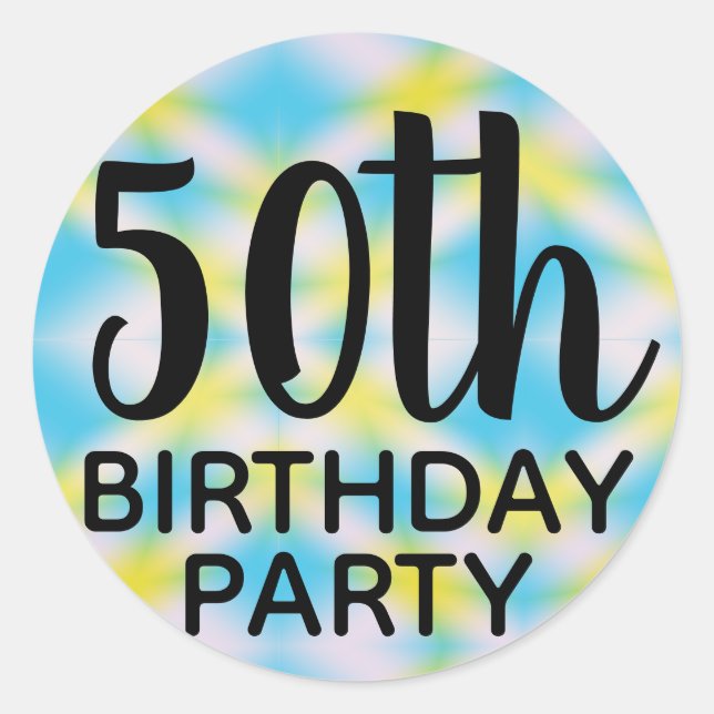 50. Geburtstagsparty Gefärbte Krawatte Runder Aufkleber (Vorderseite)
