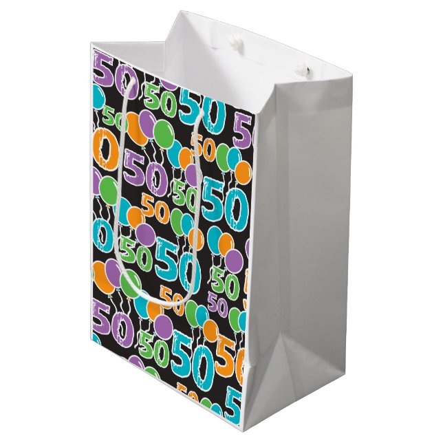 50. Geburtstagsparty Geschenktasche Mittlere Geschenktüte (Vorderseite Schrägansicht)