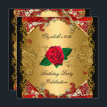 50. Geburtstagsparty Gold Black Rote Rosen Einladung<br><div class="desc">Elite Elegant Einladung 50 50. Geburtstagsparty Gold Schwarze Rote Blüte Blume Image Trim</div>