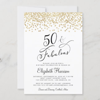 50. Geburtstagsparty Gold Glitzer Einladung