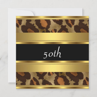 50. Geburtstagsparty Gold Leopard Einladung
