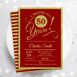 50. Geburtstagsparty - Gold Red JEDES ALTER Einladung<br><div class="desc">50. Geburtstagsfeier für Damen und Herren. Elegante Einladungskarte in Rot mit Imitaten Glitzer Goldfolie. Features typografischer Script-Schriftart. Bis 50 Jahre! Kann in jedes Jahr personalisiert werden. Ideal für ein Meilenstein Erwachsenenfeiern.</div>