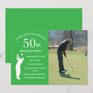 50. Geburtstagsparty Golfer Green Par Golf Foto Einladung