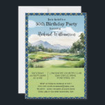50. Geburtstagsparty Herren Golf Theme Party Einladung<br><div class="desc">Diese landschaftliche Geburtstagsfeier lädt zum Golfen ein. Es bietet einen reizvollen Ausblick auf einen Golfplatz und die passende Golfkarte und die Golfclubs auf der Rückseite. Vieles zu personalisieren, um für Ihre eigene Veranstaltung und ein Foto geeignet zu machen. Wir haben alle Zutaten, um es zu einem besonderen Party zu machen...</div>