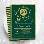 50. Geburtstagsparty - JEDES ALTER Gold Green Einladung<br><div class="desc">50. Geburtstagsfeier für Damen und Herren. Elegante Einladungskarte in grün mit Imitaten Glitzer Goldfolie. Features typografischer Script-Schriftart. Bis 50 Jahre! Kann in jedes Jahr personalisiert werden. Ideal für ein Meilenstein Erwachsenenfeiern.</div>