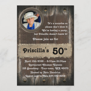 50. Geburtstagsparty, jedes Alter, Holz, rustikal Einladung