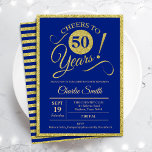 50. Geburtstagsparty - JEDES ALTER Royal Blue Gold Einladung<br><div class="desc">50. Geburtstagsfeier für Damen und Herren. Elegante Einladungskarte in königsblau mit Imitaten Glitzer Goldfolie. Features typografischer Script-Schriftart. Bis 50 Jahre! Kann in jedes Jahr personalisiert werden. Ideal für ein Meilenstein Erwachsenenfeiern.</div>