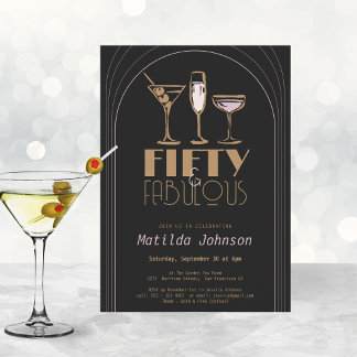 50. Geburtstagsparty mit fabelhaftem Cocktail Einladung