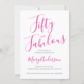 50. Geburtstagsparty mit fabelhaftem Script Pink Einladung