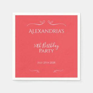 50. Geburtstagsparty Moderne rosa rote Herzen Serviette